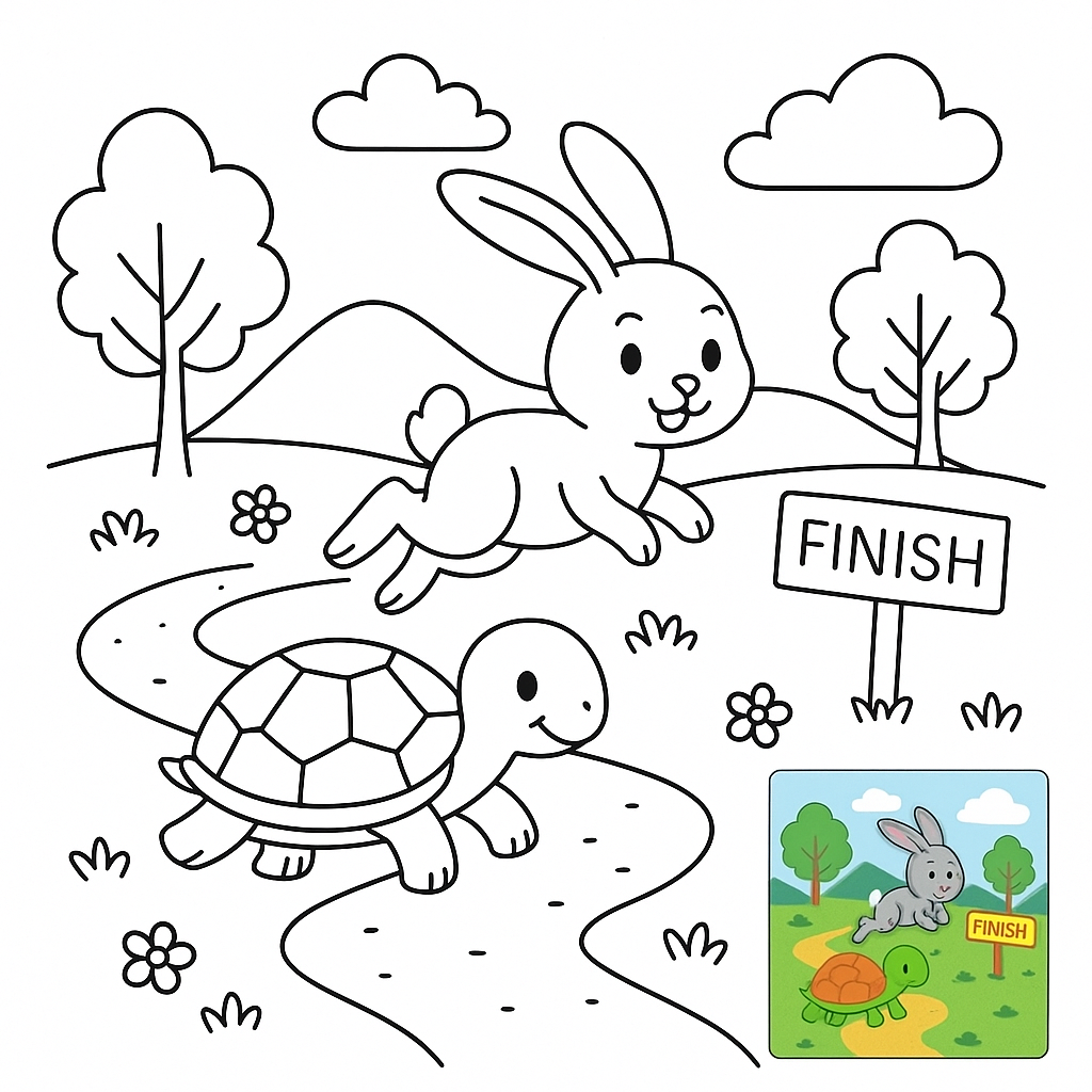 龟兔赛跑 coloring page