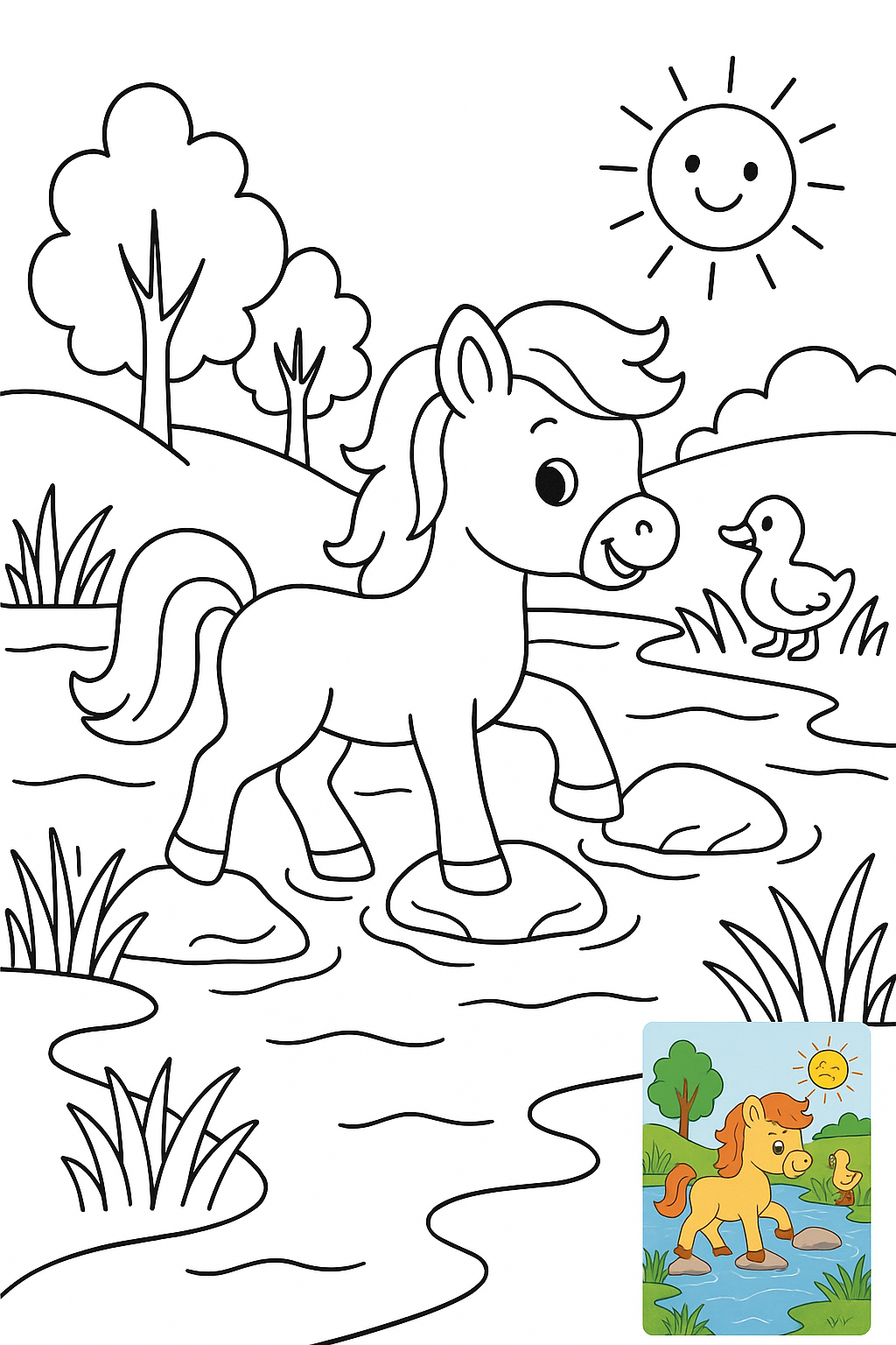 小马过河的故事 coloring page