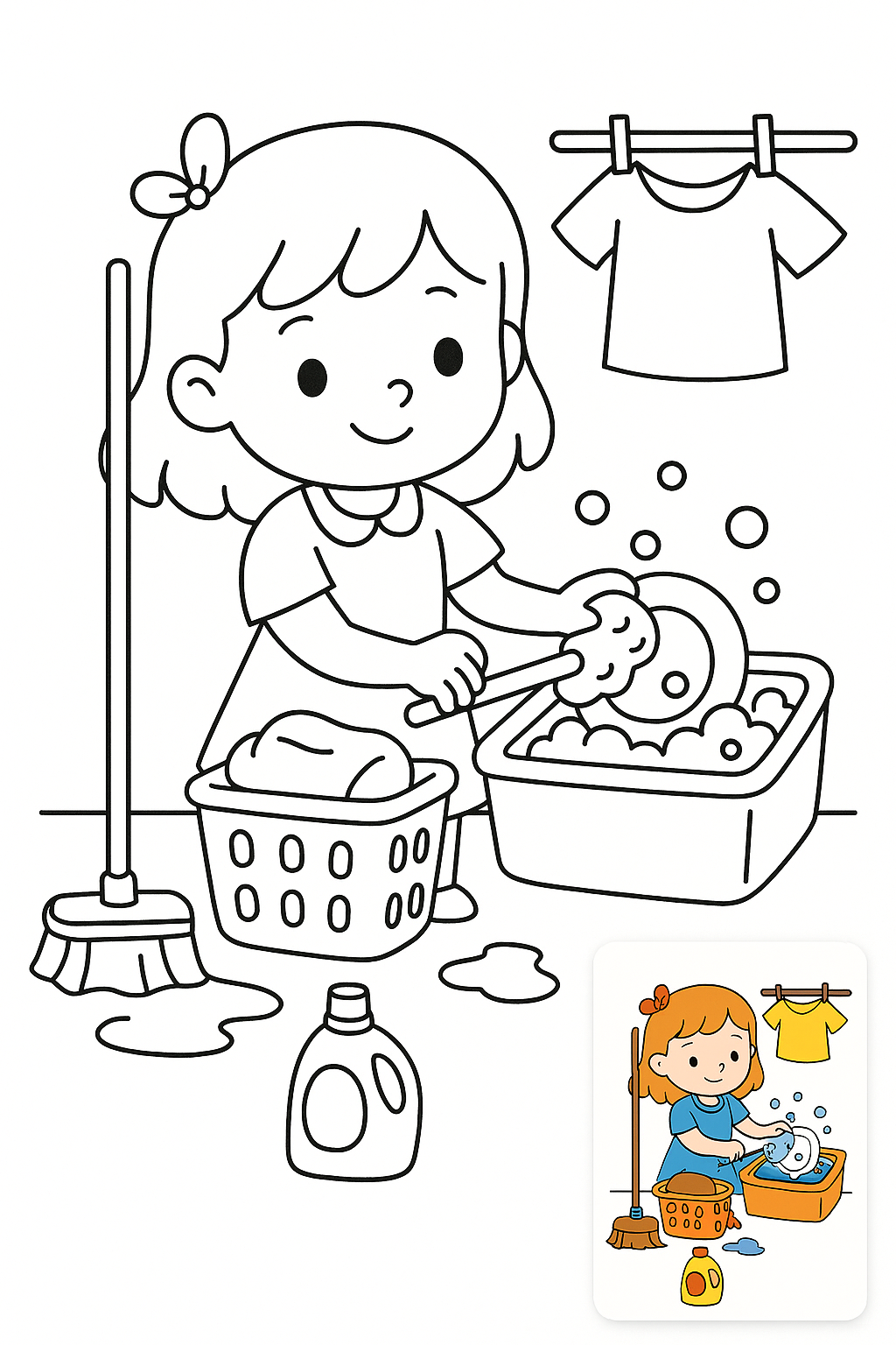 Doing housework  coloring page