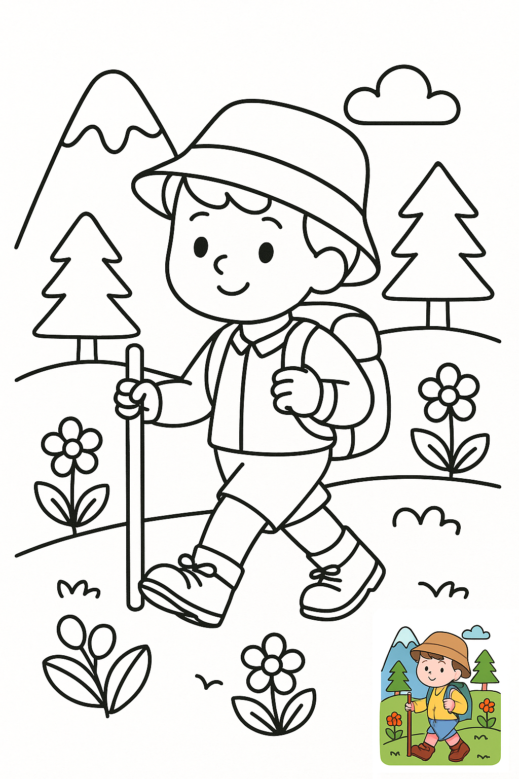 Hiking  coloring page