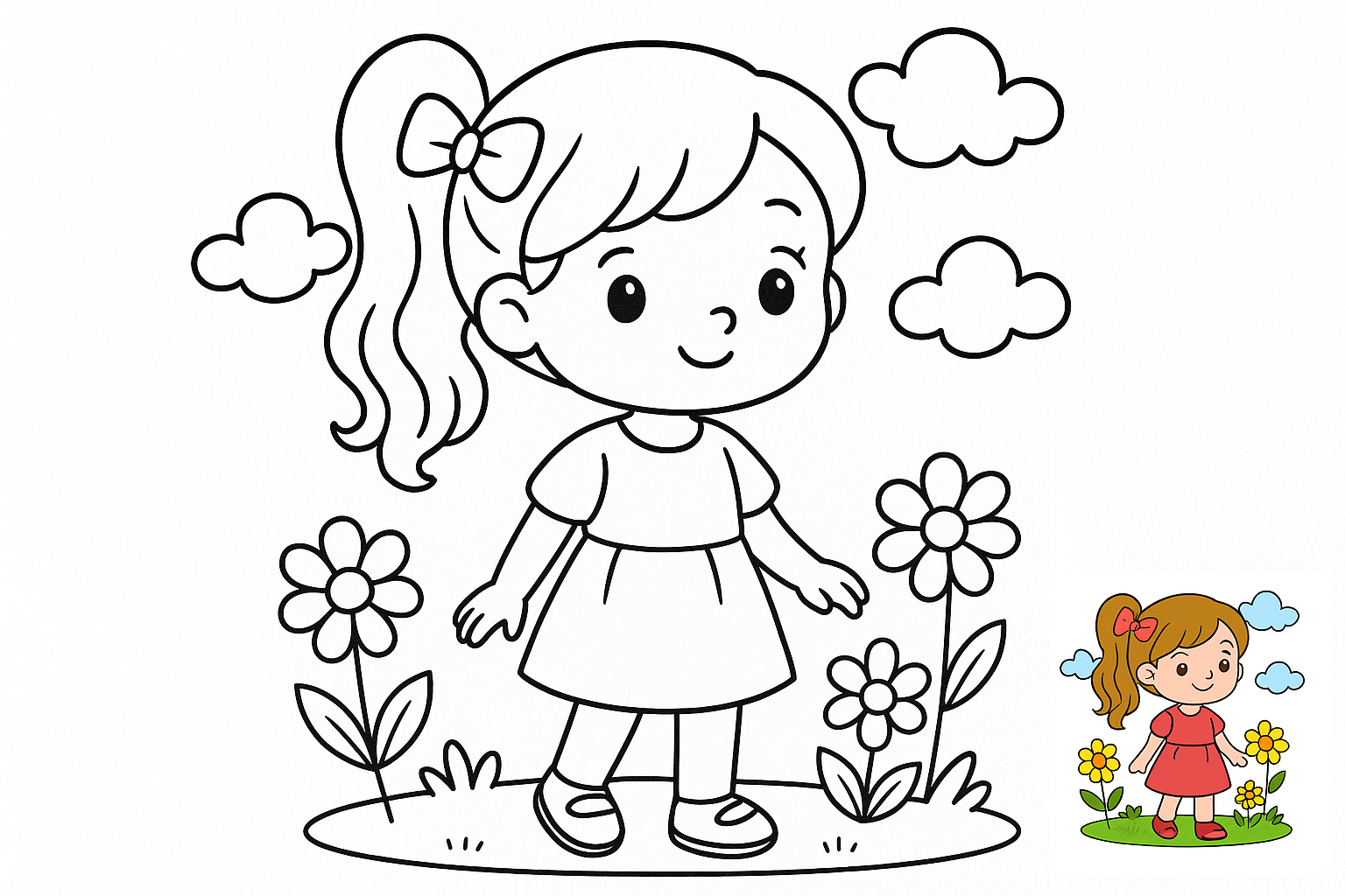 a little beautiful girl small coloring page