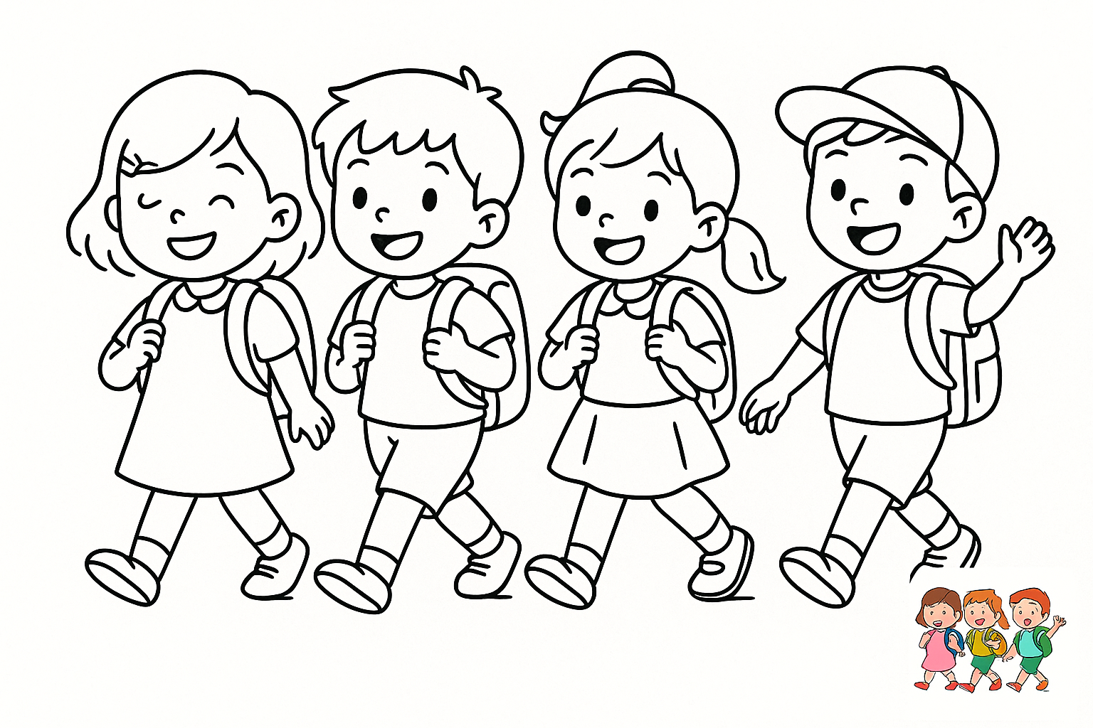 幼儿园小朋友放学了 coloring page