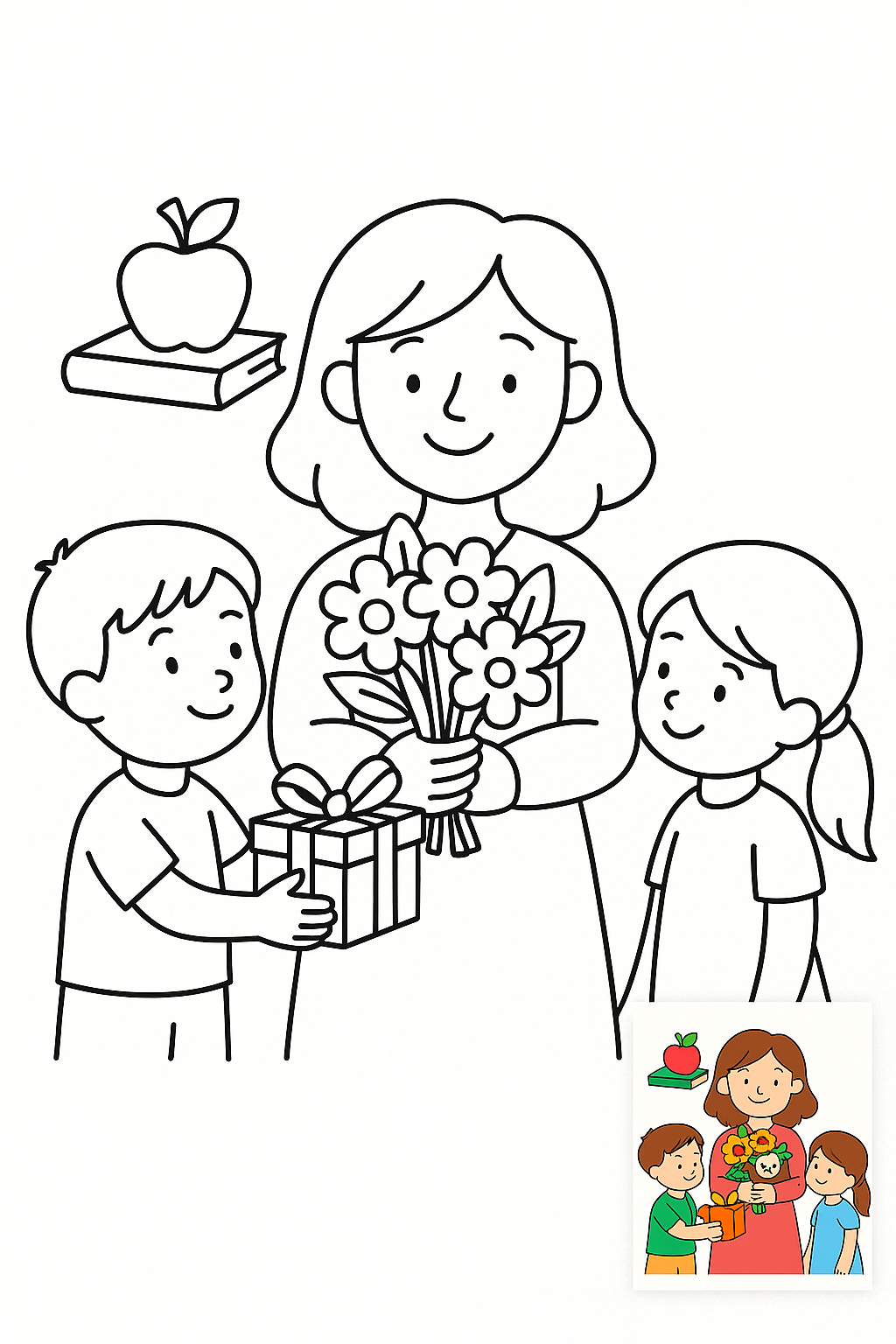 教师节的礼物，图片上不要有文字。 coloring page