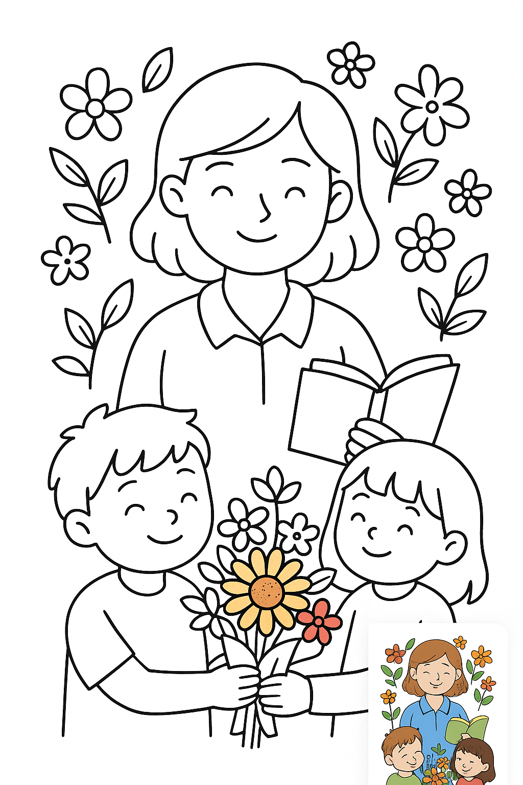 教师节快乐，图片上不要有文字。 coloring page