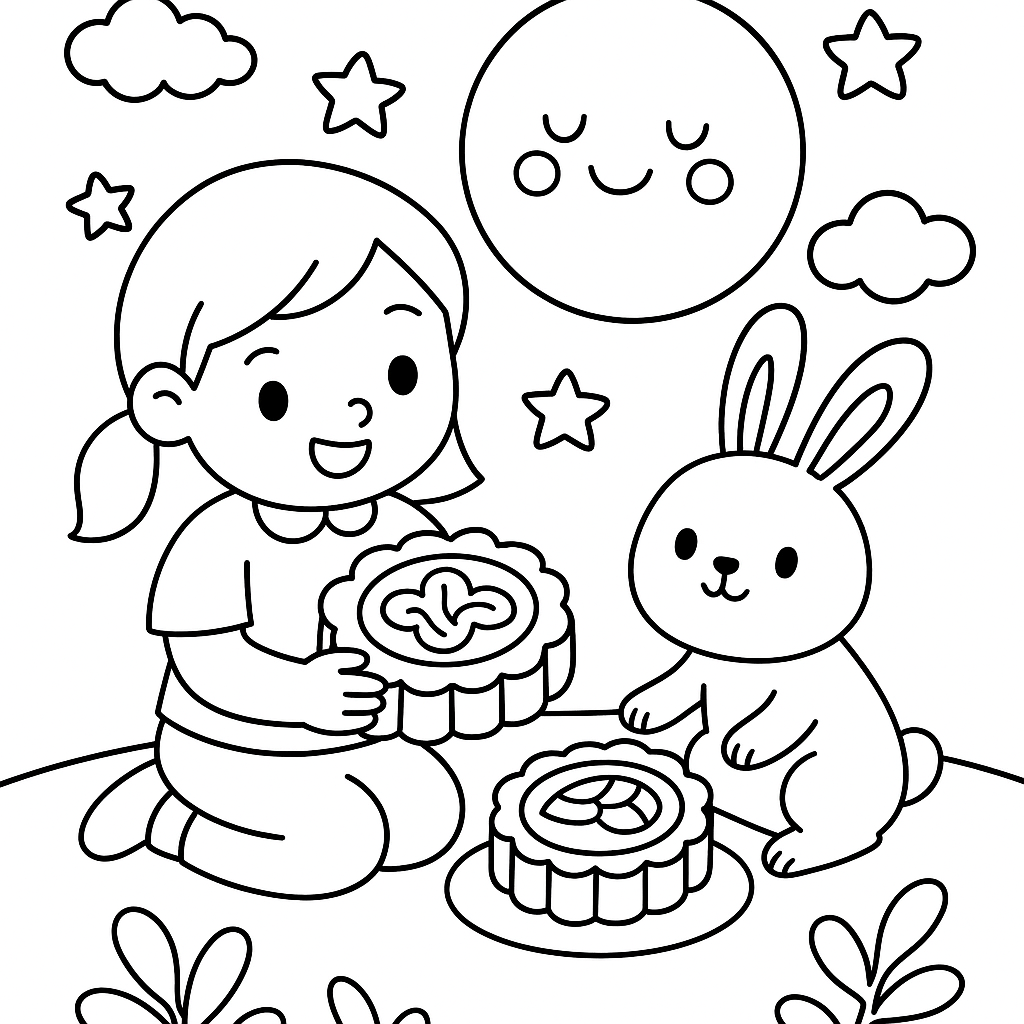 Celebrating the Mid-Autumn Festival coloring page