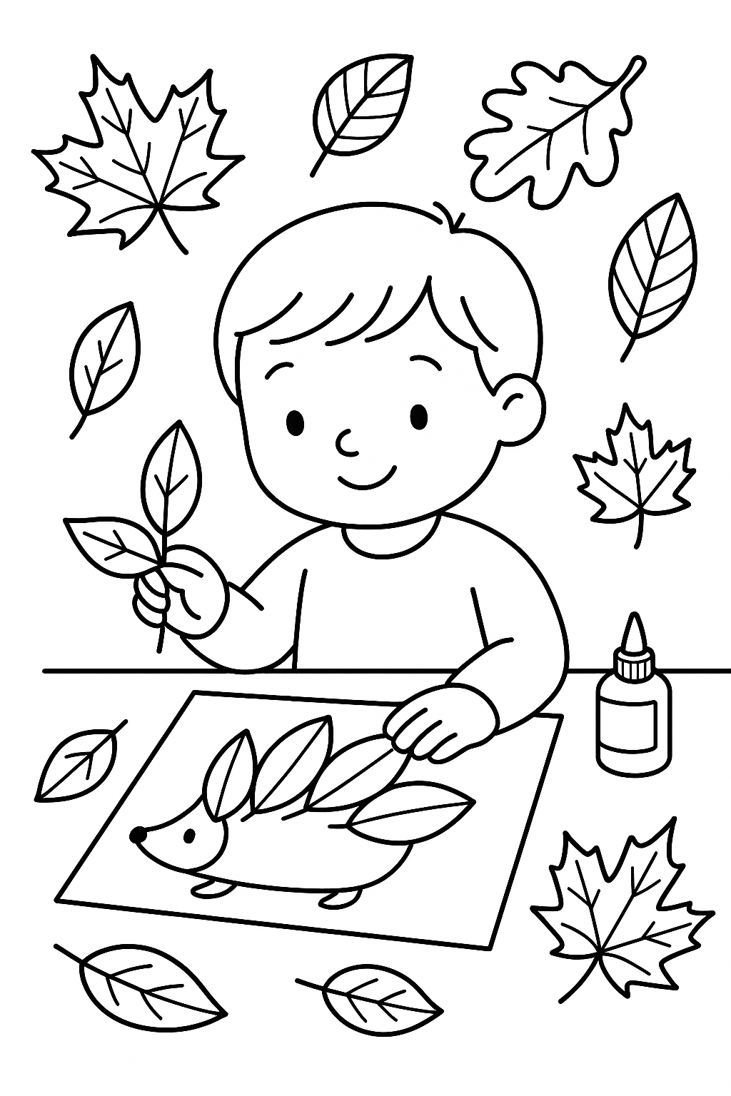 树叶贴画 coloring page