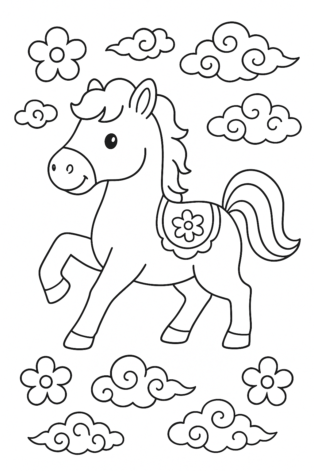 马年吉祥，图片上不要有文字。 coloring page
