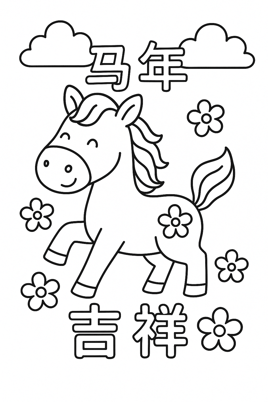 马年吉祥 coloring page