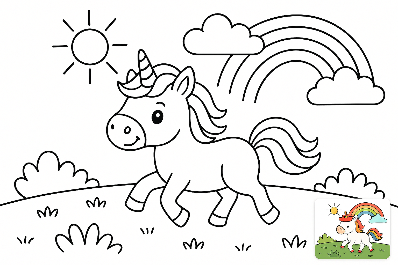 阳光彩虹小白马，滴滴哒滴滴哒 coloring page
