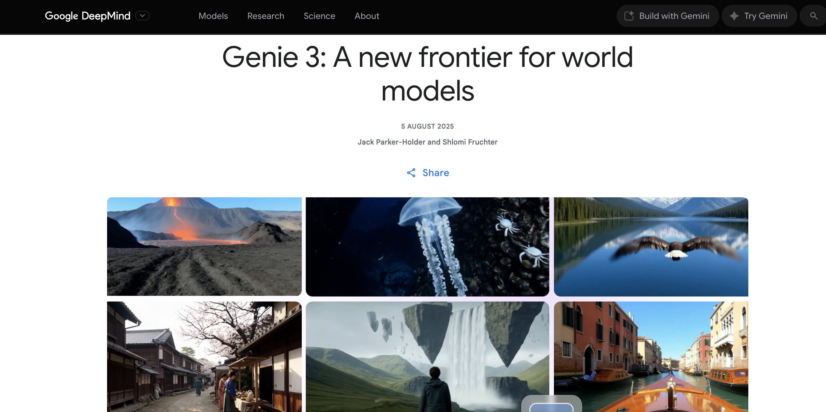 Genie 3: A new frontier for world models
