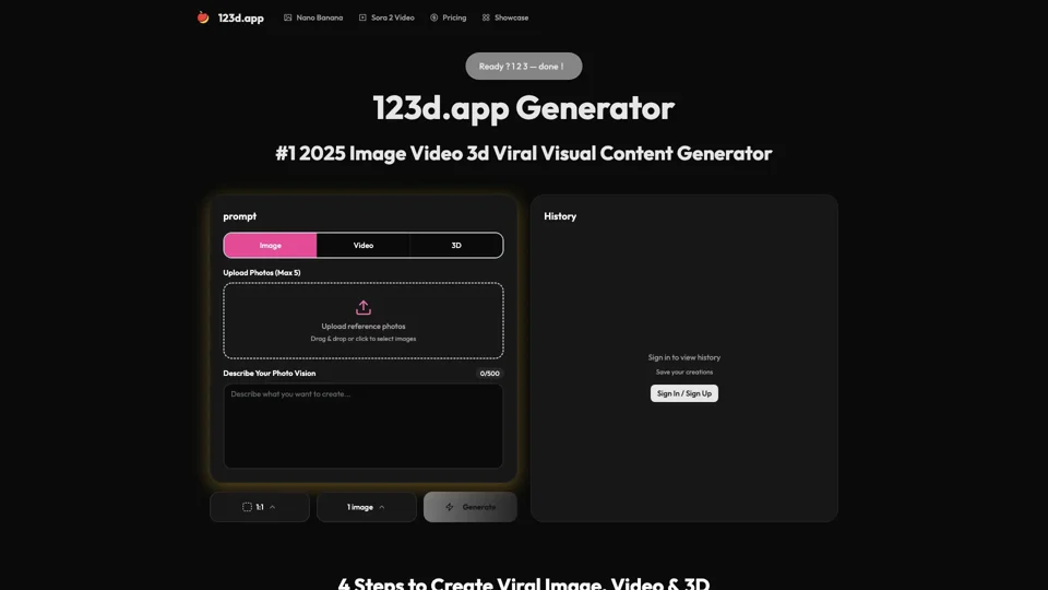 #1 2025 AI Image, Video & 3D Generator | 123d.app