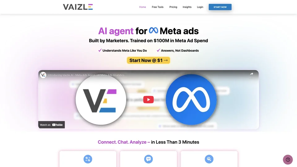 Meta Ads Agent by Vaizle AI - Chat with your Meta Ads for $1