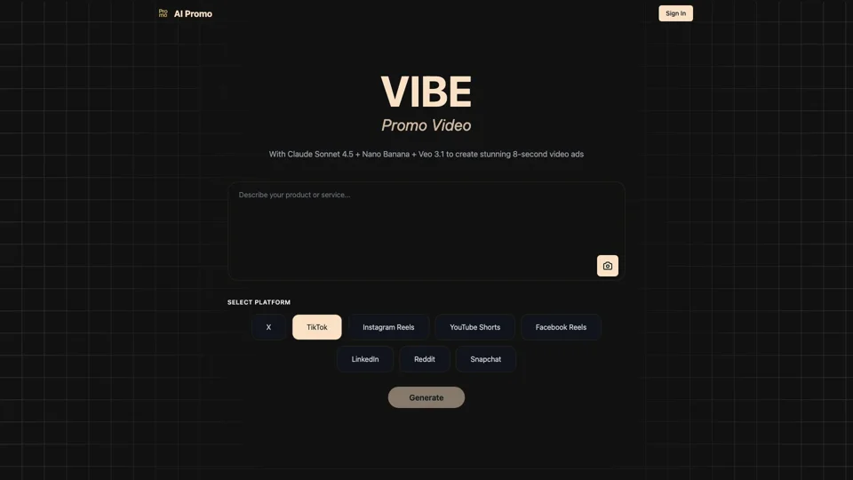 VIBE Promo Video Agent for TikTok & More | AI Promo