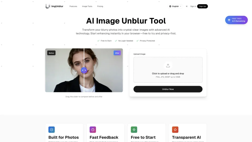 Unblur image: AI Image Enhancement & Unblur Tool | Try For Free | ImgUnblur
