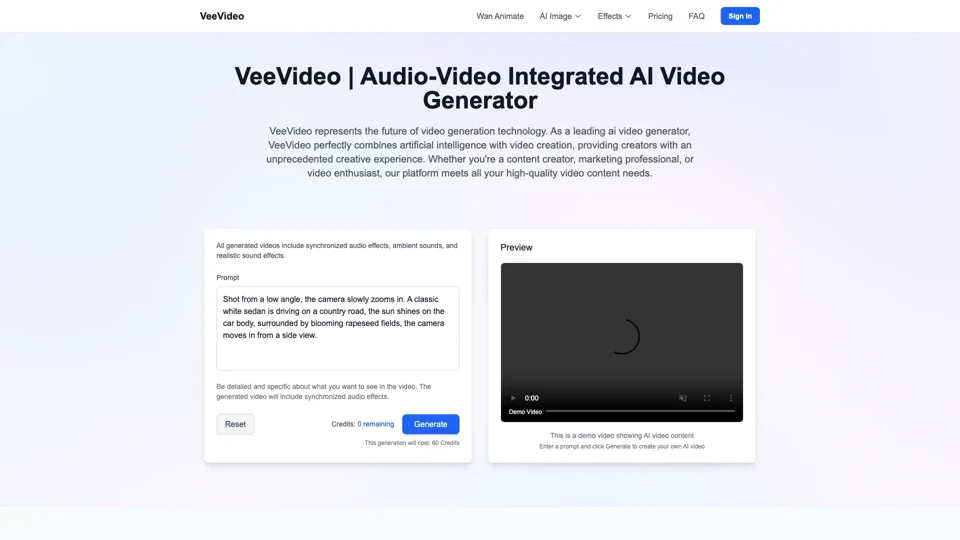 VeeVideo | Audio-Video Integrated AI Video Generator