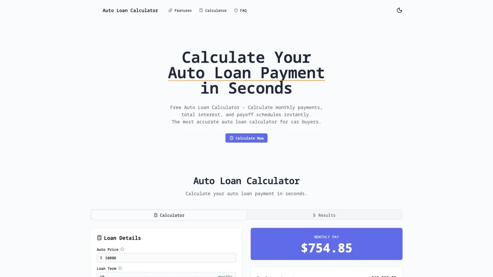 Auto Loan Calculator - Free Car Loan Calculator