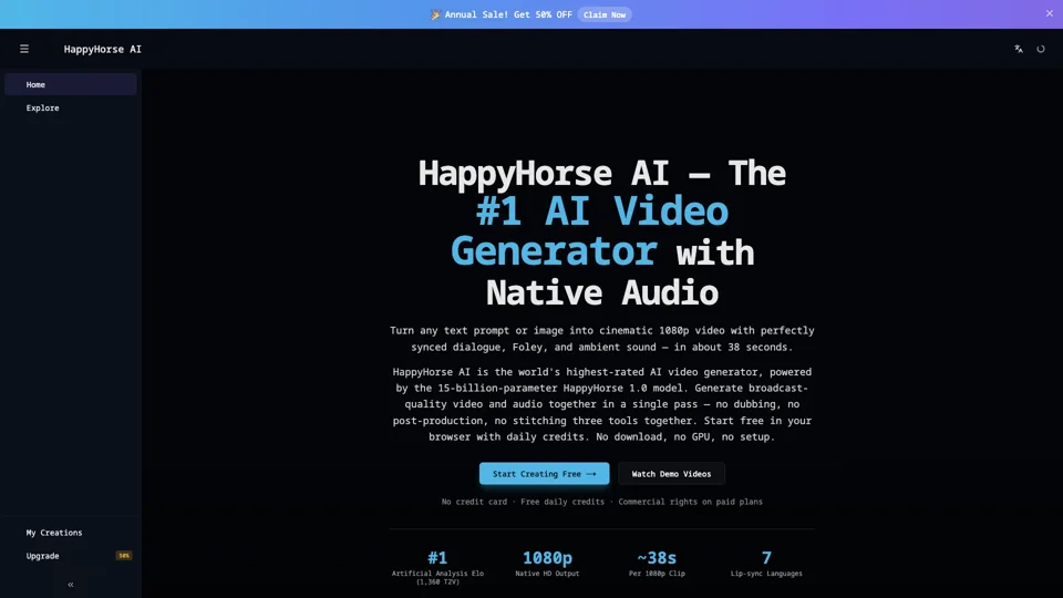 HappyHorse AI — #1 AI Video Generator with Audio | Free