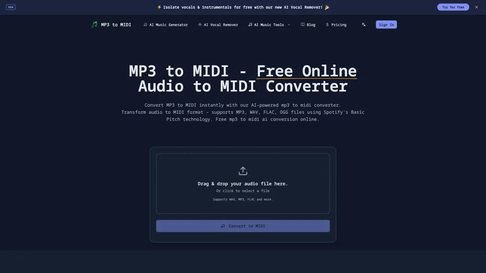 MP3 to MIDI Converter | Free AI Audio to MIDI Online