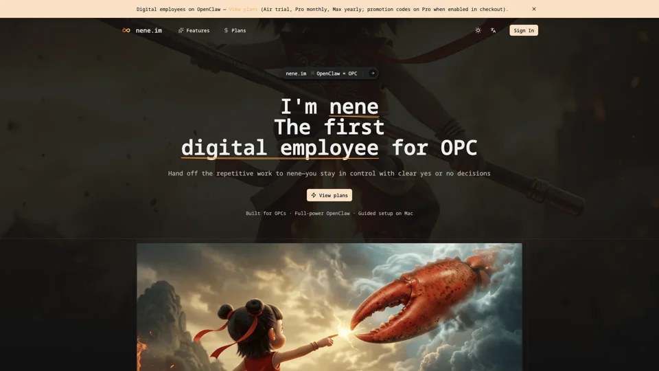 nene.im — digital employees for OPCs, powered by OpenClaw