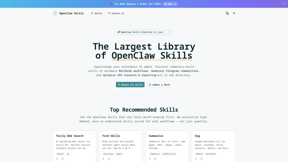 OpenClaw Skills Directory | OpenClaw Scripts & Plugins Library